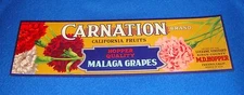 Vintage Carnation Brand Malaga Grapes Label 1940's New Old Stock