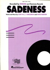 1990 Sheet Music  SADENESS  Enigma  NEW Vintage 