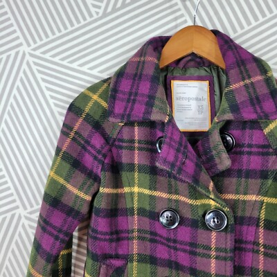 Vintage Y2K Aeropostale Size XS Wool Jacket Coat Peacoat winter