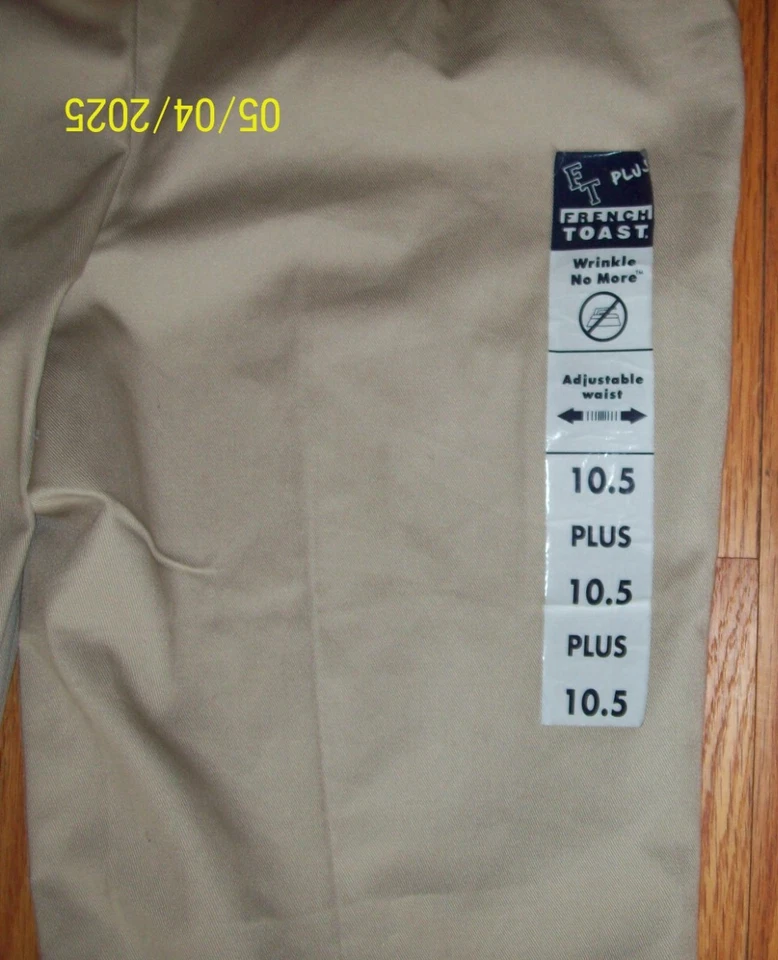 Pantalones de caqui FRENCH TOAST PLUS para niñas talla 10,5 cintura ajustable 32 x 24 nuevos con etiquetas (F1) Foto 4 de 4