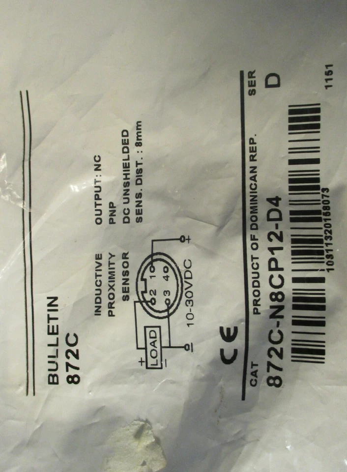 Allen Bradley 872C-N8CP12-D4 Series D Inductive Proximity Sensor 8 mm Distance - Image 2 of 4