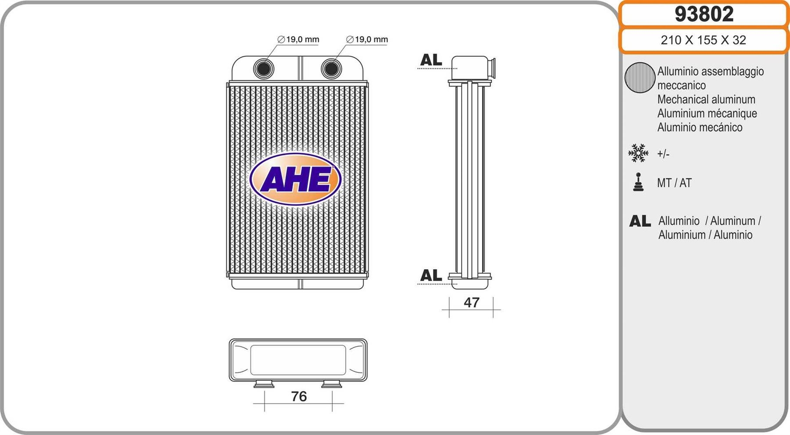 Radiateur de chauffage habitacle Fiat Stilo 1.9 JTD et Bravo 2 essence