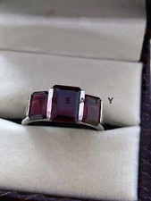 Garnet Emerald Cut Gemstone With 925 Sterling Silver Ring For Men's 517