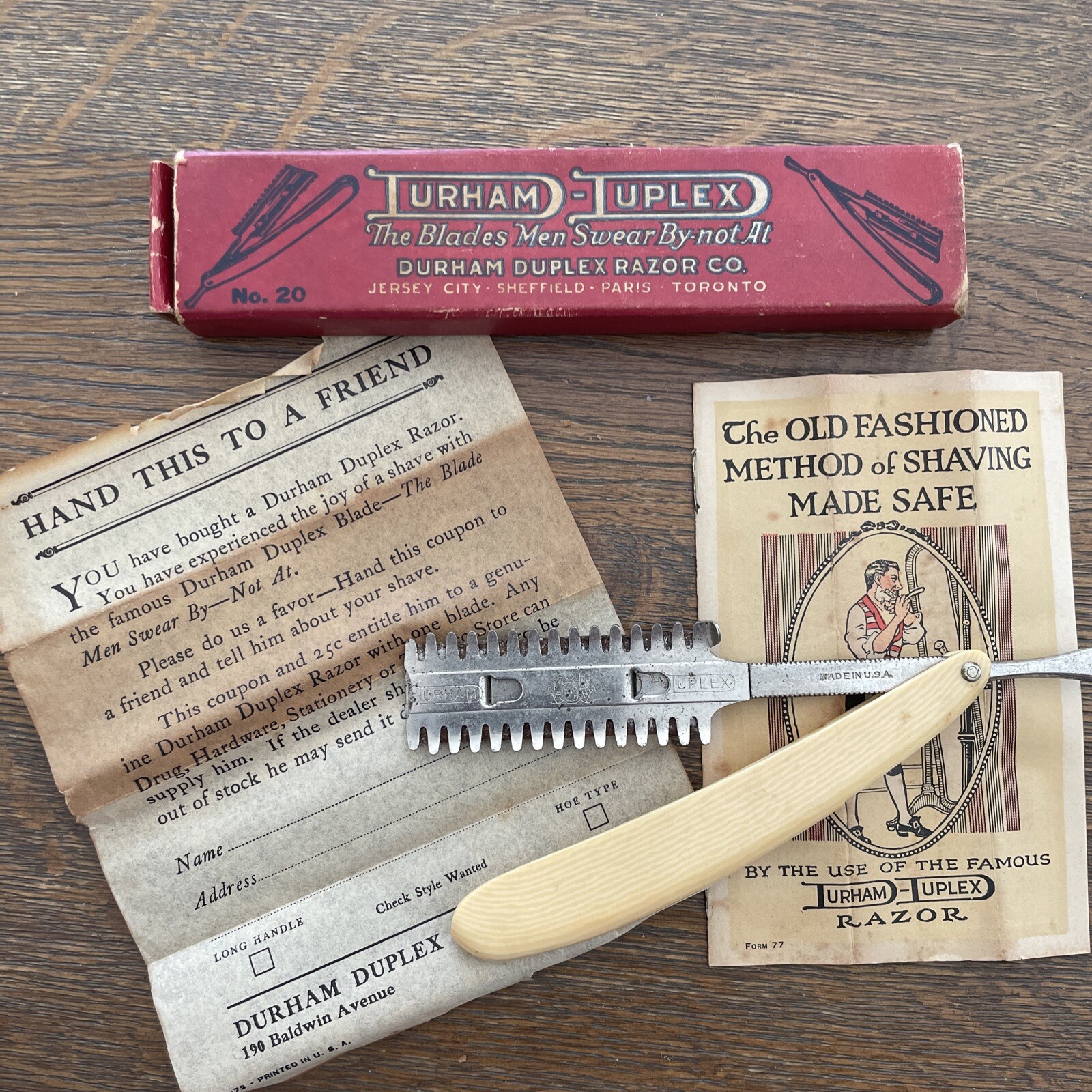 DURHAM-DUPLEX Safe Razor In Original Box & Instructions / Advertising ...