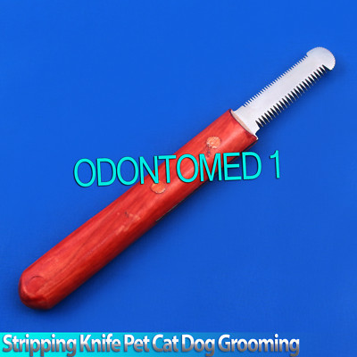 PRO STRIPPING KNIFE PET CAT DOG GROOMING COMB HAIR DOUBLE END