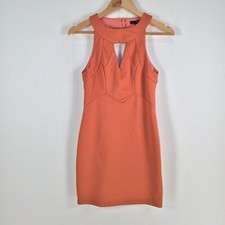 Ladakh womens dress size XS mini pencil brown sleeveless round neck zip 050274