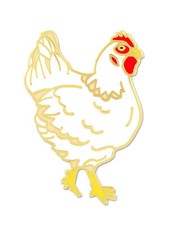 PinMart's White Hen Chicken Farm Animal Enamel Lapel Pin