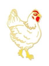 PinMart's White Hen Chicken Farm Animal Enamel Lapel Pin