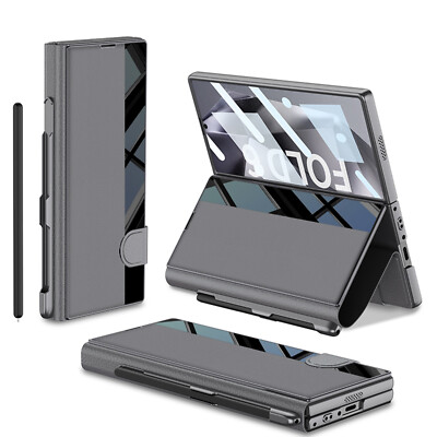 PC Frame Case PU Leather Cover with Screen Protector For Samsung Galaxy Z Fold 6