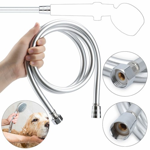 Brass Pipe Connectors Smooth Siver PVC 1.5M Or 2M Long Flexible Shower Hose 1/2" - Picture 8 of 11