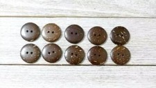 natural brown coconut sewing buttons 2 holes  3/4 inch 10pc set