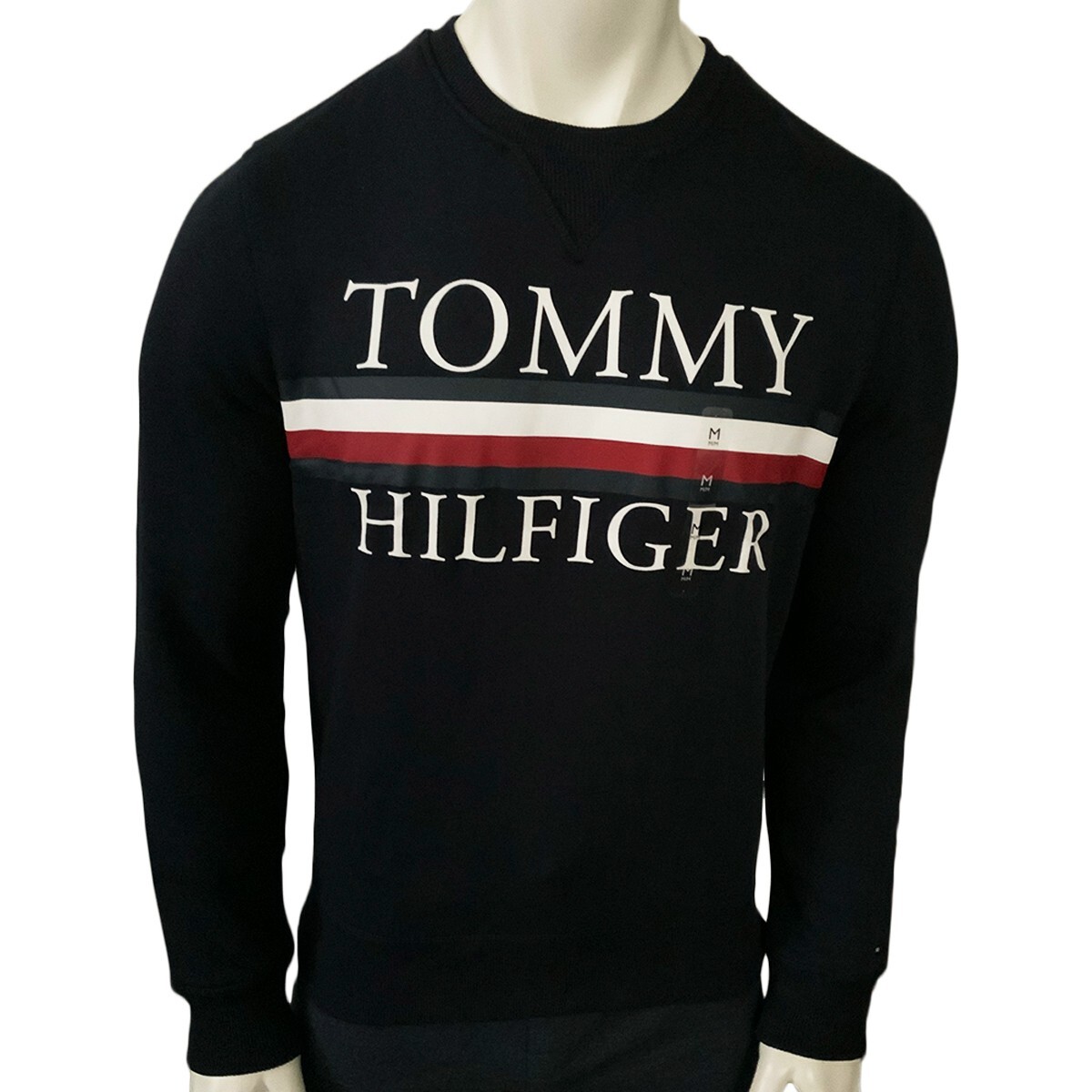 NWT TOMMY HILFIGER MEN'S NAVY BLUE CREW NECK LONG SLEEVE SWEATSHIRT