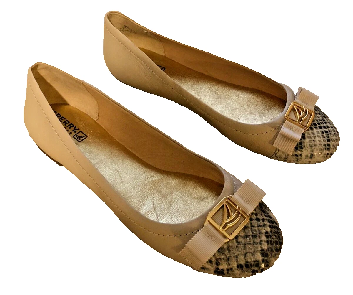 Sperry Top Sider Womens Ballet Flats Women Tan Brown Leather Flats Shoes size 6M