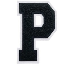 1 PCS 4.0" Black Chenille Letter Patch Iron on Patches for Hats Clothes Bags ...