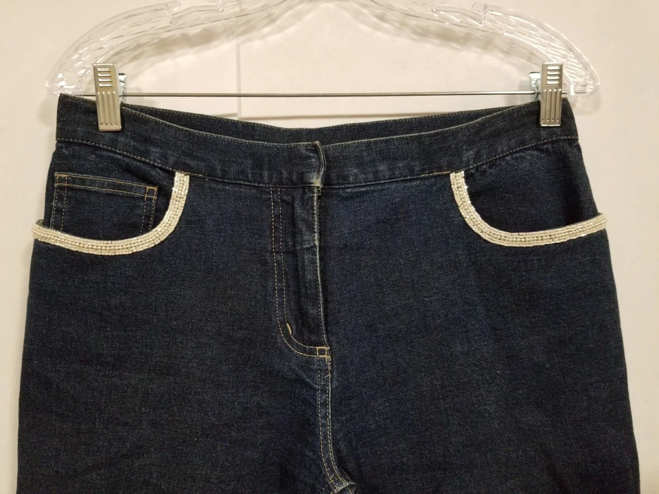 Willi Smith Mujer Talla 4 Azul Oscuro Pierna Recta Algodón Cintura 29x29 Foto 2 de 4