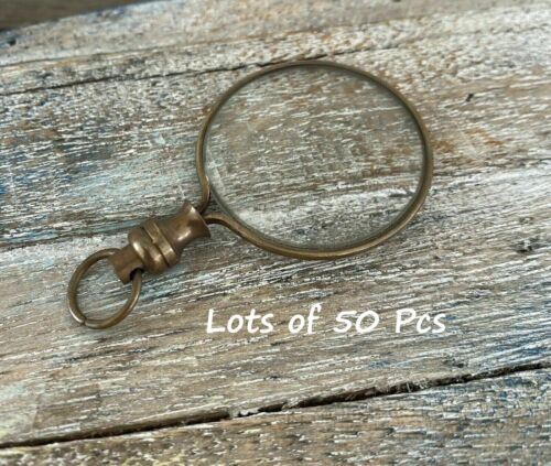 Brass Magnifying Glass, Round Magnifier, Nautical Monocle Pendant LOTS OF 50 PCS - Picture 1 of 4