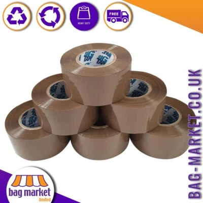 6 Rolls - Brown 48mm x 150m Parcel Tape - Big Tape - Strong Packing Carton Long