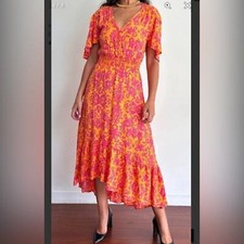 Abel the Label Anthropologie Maya Yellow Maxi Dress NWT sz XS Asymmetrical Hem