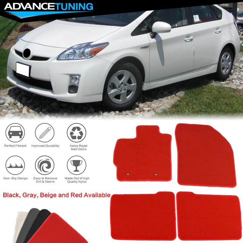 For 10 15 Toyota Prius 4DR 4PCS Car Floor Mats Liner Front Rear Red Carpet Nylon