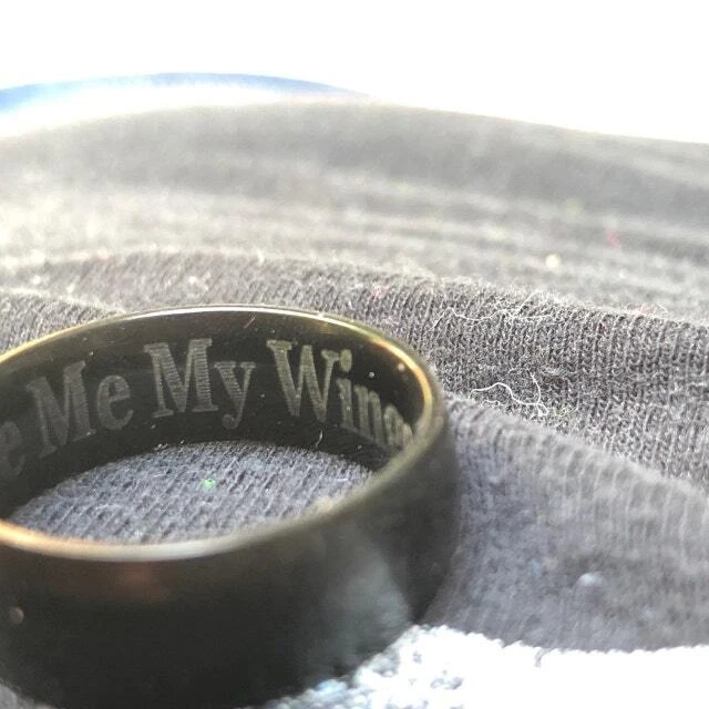 Men's Personalized Matte Black Wedding Ring Band - Engrave Wedding Ring For Guys - Image 3 of 4