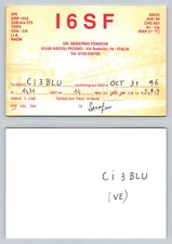 Ham Radio QSL QSO Postcard I6SF, Ascoli Piceno, Marche, Italy