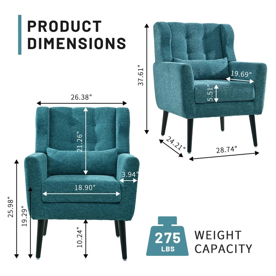 Современный акцент стул спальня кресло шениль кресло гостиная для гостиной - Изображение 2 из 4