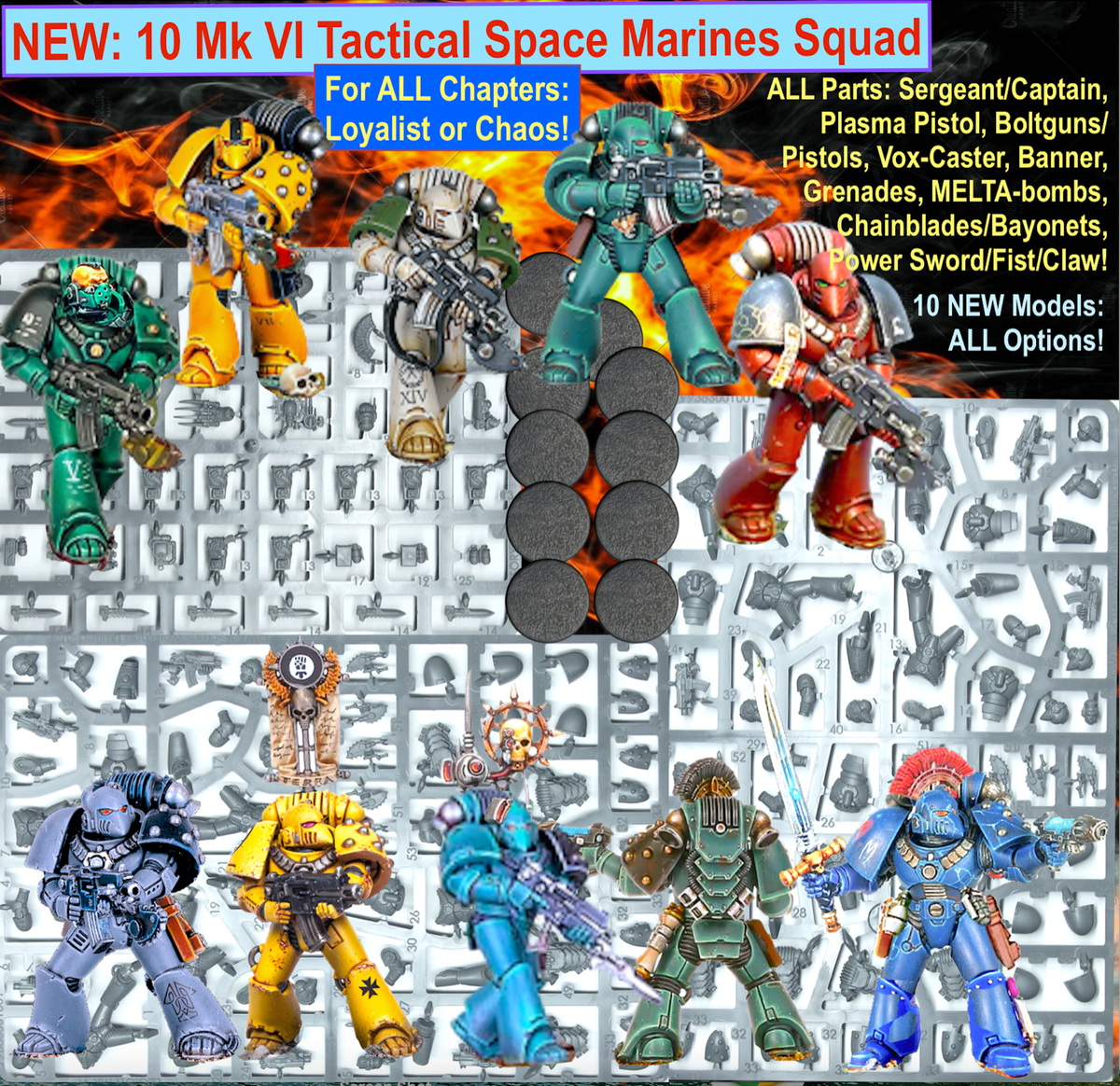 10 MK VI TACTICAL SQUAD SPACE MARINES=ANY CHAPTER~Games Workshop 