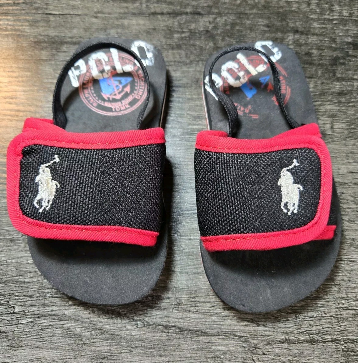 Polo Sport Ralph Lauren Toddler Shoes 6C Slide w/ Strap Slip On Sandals Y2K-image