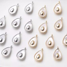 6pcs Shell Snow Pear Charms,14K Gold Plated Brass Fruit Snow Pear Pendants