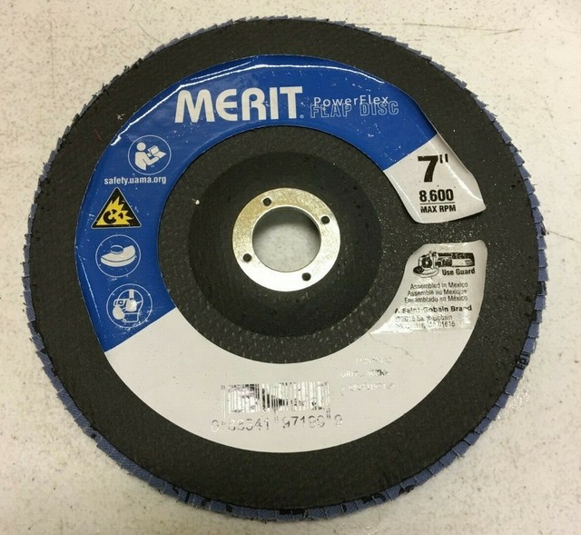 Merit Grinding Wheels Power Flex 7" Grit 60zrb T27c Fiber Flap Disc for