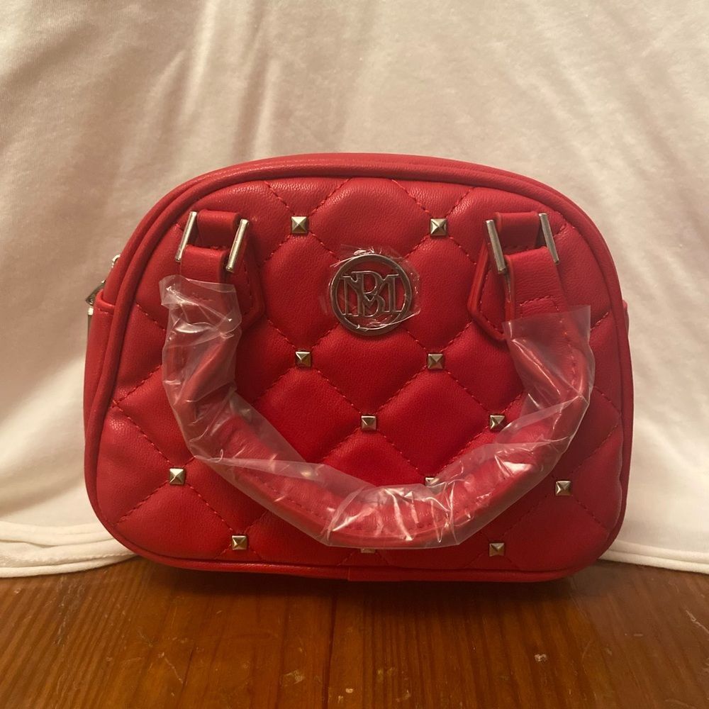 Badgley Mischka Red Studded Dome Crossbody Bag New With Tags