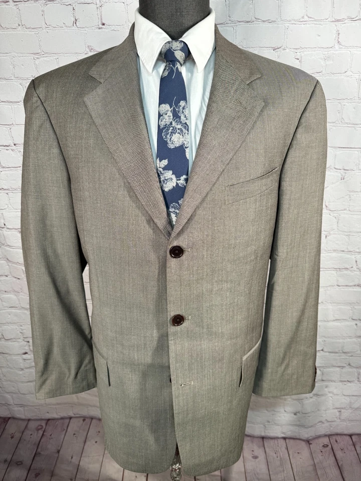 NAUTICA Hombres Marrón Caqui Lana Clásico Plisado 2 Piezas Traje 40R Chaqueta 34x30 Pantalón Foto 2 de 4