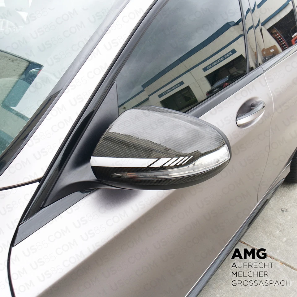 Para Nuevo Mercedes Cubierta Espejo Tira Adhesiva Vinilo Carreras Calcomanía AMG - Blanco Foto 2 de 4