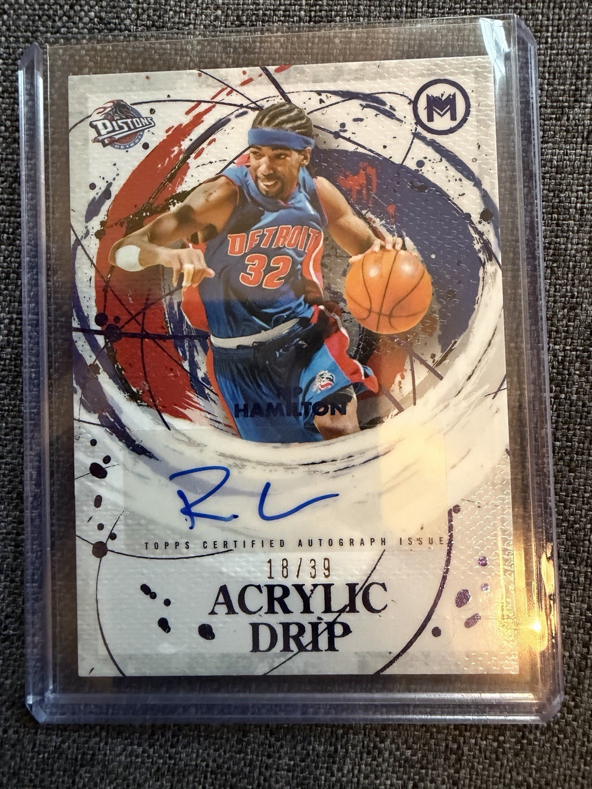 Rip Hamilton 2025-26  Topps Motif Acrylic Drip Pistons Blue /39