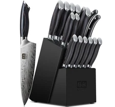 16 Pieces Knife Set, Knife Block Set in Powder Steel, Ultra Sharp Kitchen Kni...