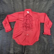 RED Ruffled Tuxedo Shirt Vintage After Six Formalwear Size BS Age 6-8
