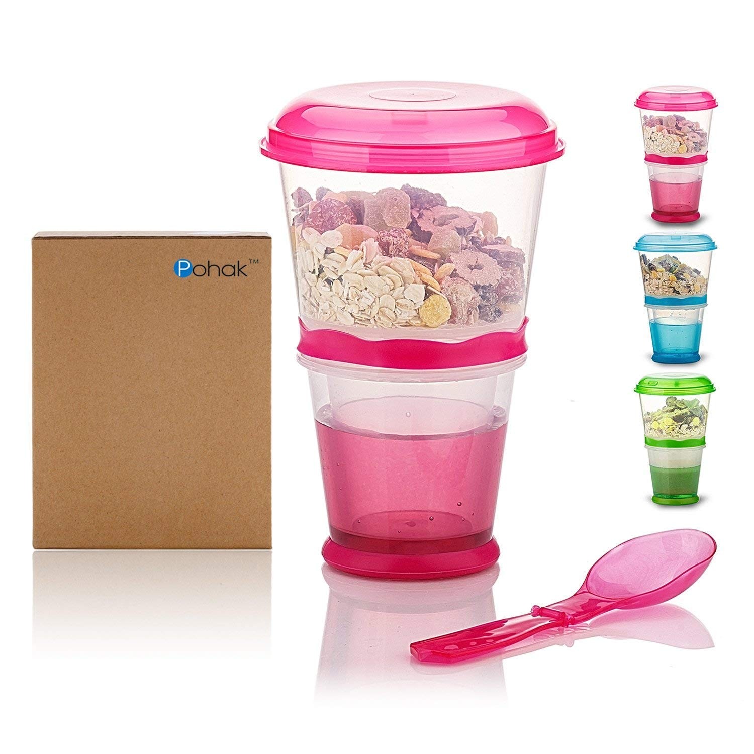 Cereal On The Go Cups Breakfast Drink Portable 2 Piece Set, 