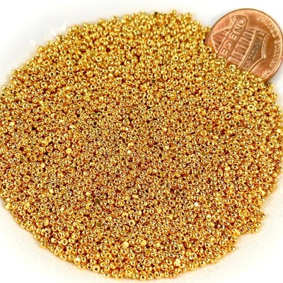 Preciosa Czech Charlotte Cut Seed Beads 13/0 (1x1.7mm) Gold Full Aurum coat 50gr