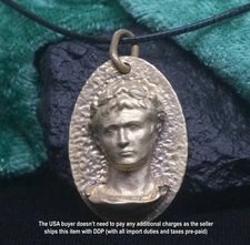 Octavian Bronze Necklace, Augustus Pendant, Octavianus Caesar Augustus Charm