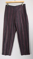 Karen Kane Lifestyle Women Sz 12 Petite Black 100% Silk Floral Embroidered Pants