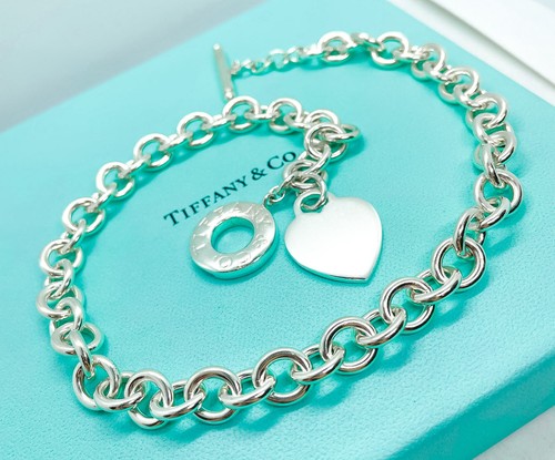 Tiffany & Co. Blank Heart Tag Toggle Pendant Necklace Sterling Silver 16" - Picture 9 of 13