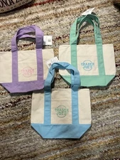 Trader Joe’s Mini Pastel Canvas Tote Bag Set Of 3 Limited Edition (New With Tag)