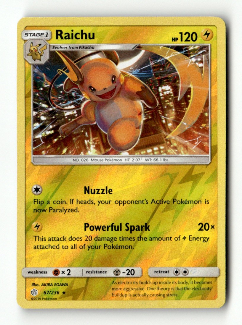 Raichu Rare Reverse Holo SM - Cosmic Eclipse 67/236 LP Pokémon TCG