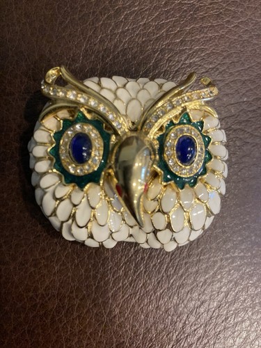Chunky KJL Kenneth Jay Lane Owl Brooch Read - Picture 2 of 7