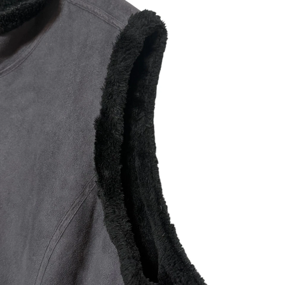 Chaleco elegante forrado de piel de oveja D&Co para mujer talla 3X gamuza vegana minimalista acogedor Foto 3 de 4