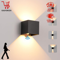 Wandleuchte LED 12W Mit Bewegungsmelder IP65 Wasserdicht 3000K Schwarz Modern