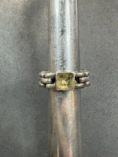 13.8g VTG Sterling Silver 925 Citrine Chain Ring Size 8.5 Jewelry Lot W