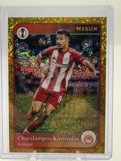 2024-25 Topps Uefa Merlin Chrome Charalampos Kostoulas Gold Sparkle