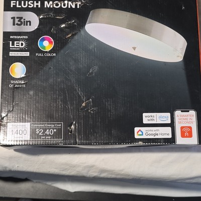 13in LED Smart Flush Mount Ceiling Light, 1400lm, Dimmable, Alexa/Google
