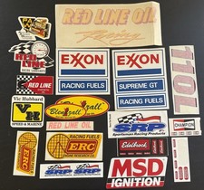 Vintage Auto Drag Racing Decals Stickers Lot Tool Box Gas Oil Edelbrock Red Line